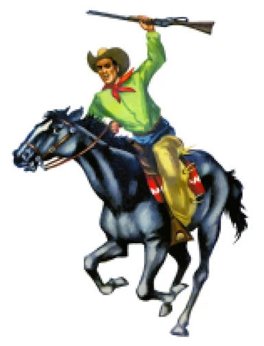 Vintage Image Retro Riding Cowboy On Horse Rodeo Waterslide Decals MIS567