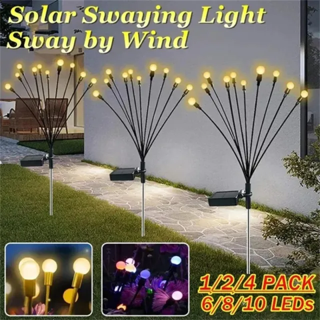 2/4× Solar Gartenlichter LED Firefly Solarlampen Glühwürmchen Lichter Rasenlicht
