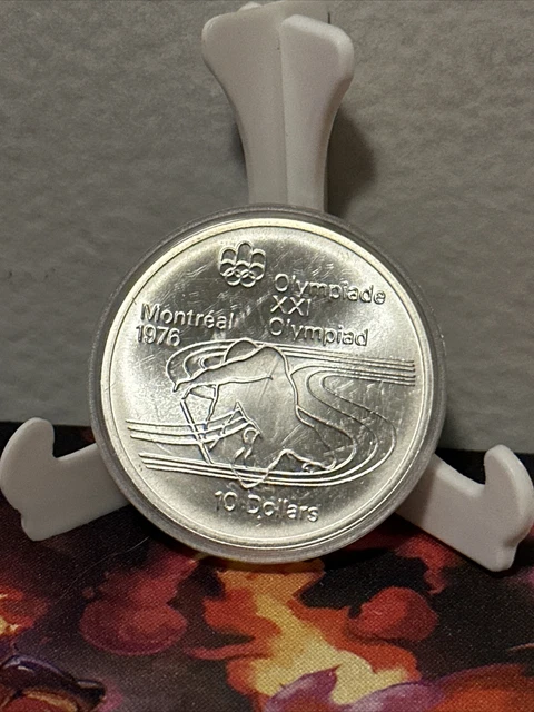 1976 CANADA Queen Elizabeth II Olympics Montreal ROWING Silver $10 Coin Rare
