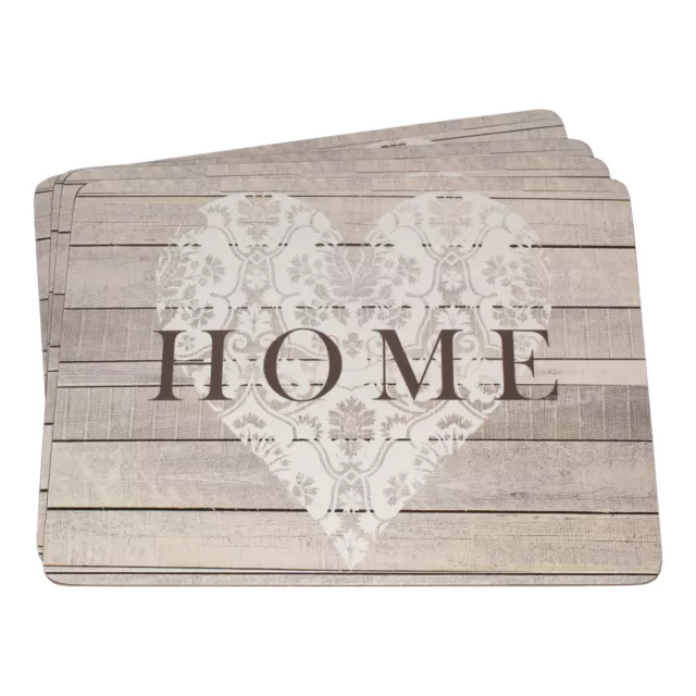 Set of 4 Home Heart Cork Placemats Dining Place Settings Table Mats Shabby Chic 2