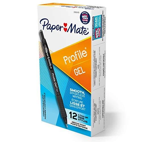 Gel Pen, Profile Retractable Pen, 0.7mm, Black, 12 Count