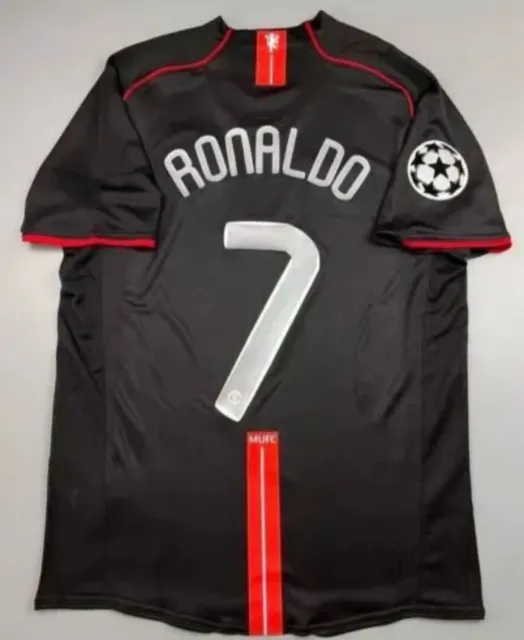Maglia Calcio Retro Manchester Utd Away 7 Ronaldo 07-08 Cristiano Black Nera Cr7