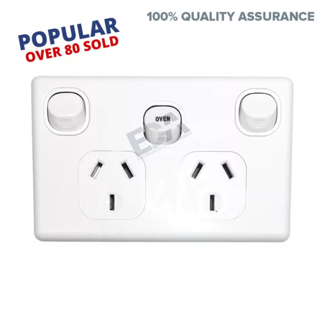 Double Power Point GPO with OVEN 32 Amp Extra Switch Wall Outlet modern style