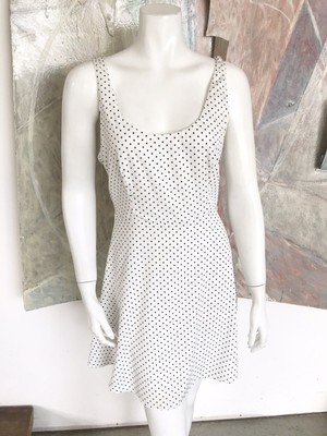 Zara Trafaluc White Black Polkadot Short Sleeveless Scoop Neck Dress Size Medium