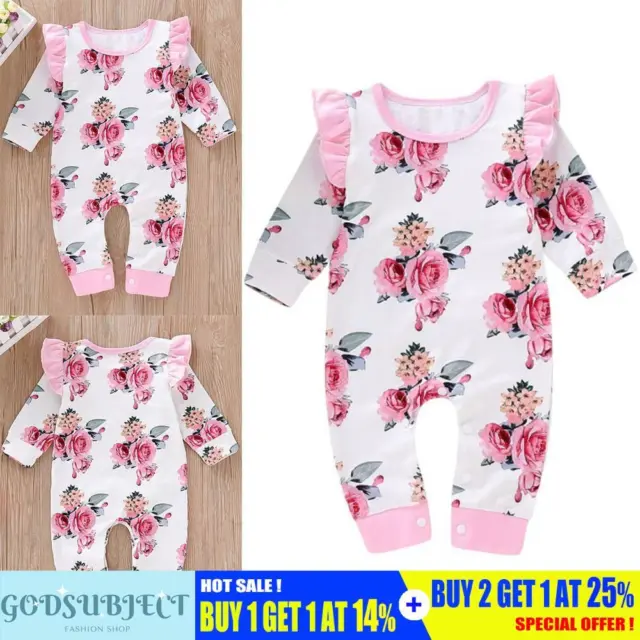 Newborn Baby Girls Floral Romper Clothes Kids Bodysuit Jumpsuit Playsuit Outfits