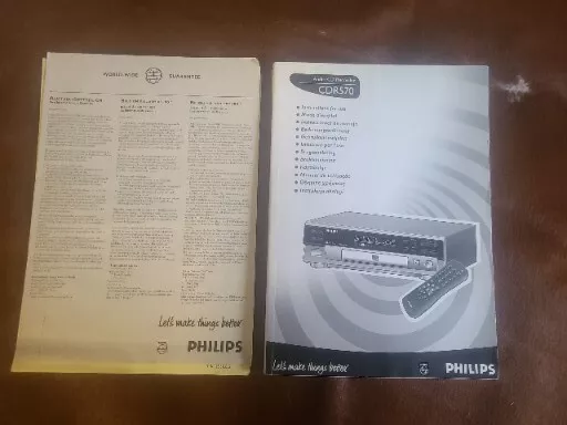 Phillips CDR 775 777 Audio CD Player Recorder Operating Instruction USER MANUAL