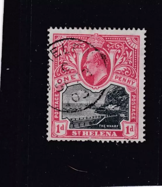 ST HELENA 1903 1d BLACK & CARMINE THE WHARF SG.56 FINE USED