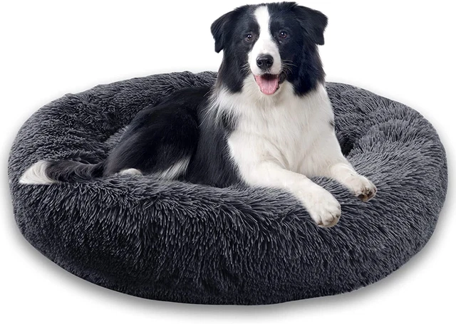 Dog Cat Bed Soft Fluffy Mat Winter Warm Calming Round Donut Washable Pet Bed
