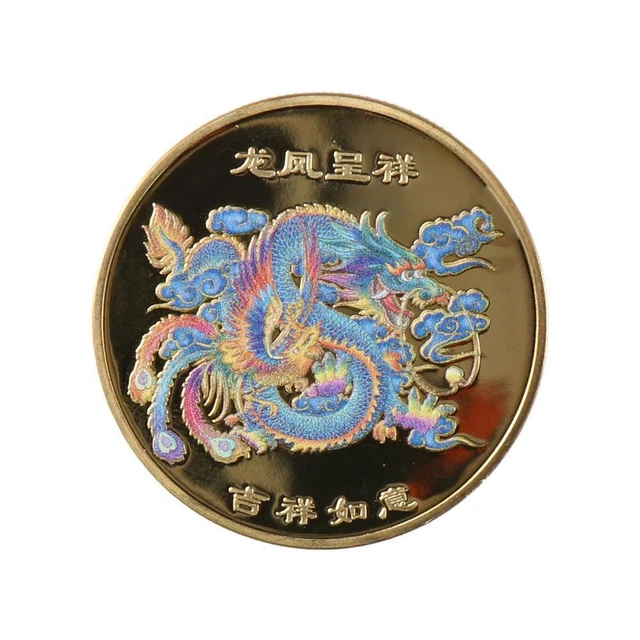 Gold Plated Challenge Coin Commemorative Coin Collectible Coins Dragon