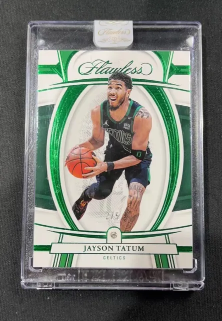 2021-22 Panini Flawless Jayson Tatum #37 Diamond Green Color Match 2/5