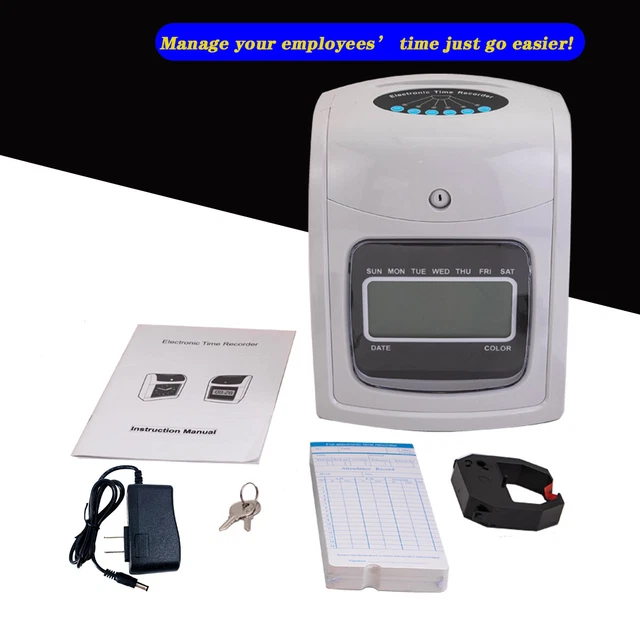 PUNCH TIME CARD Machine Employee Attendance Punch Time Clock Recorder