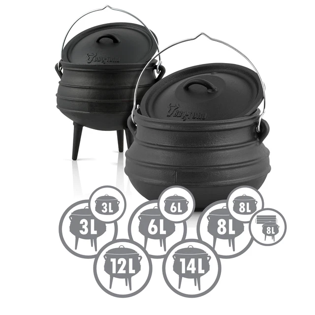 BBQ-Toro Potjie Gusseisen Kessel Bräter, Afrikanischer Kochtopf wie Dutch Oven