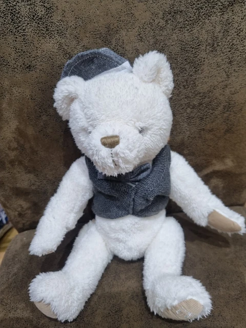 MAMAS PAPAS my first teddy bear soft toy cream grey waistcoat