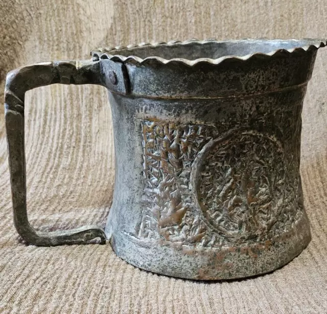 Antique Middle Eastern  Handled Pot, Large Tinned Copper , Eastern Design