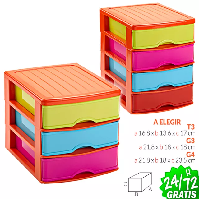 CAJONERA 3 4 Plastico Organizador Almacenamiento Oficina Gabinetes  Dormitorio EUR 8,95 - PicClick FR