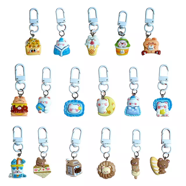 Cartoon Bear Keychain Cute Food Key Chain Bag Earphone Case Hanging Pendant Le