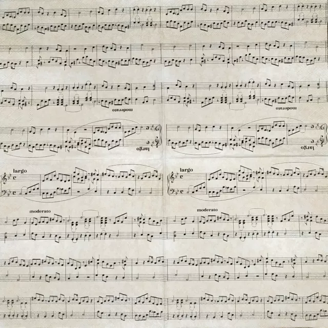 Q430# 3x Single Paper Napkins For Decoupage Tissue Sheet Of Music Notes On Cream 2