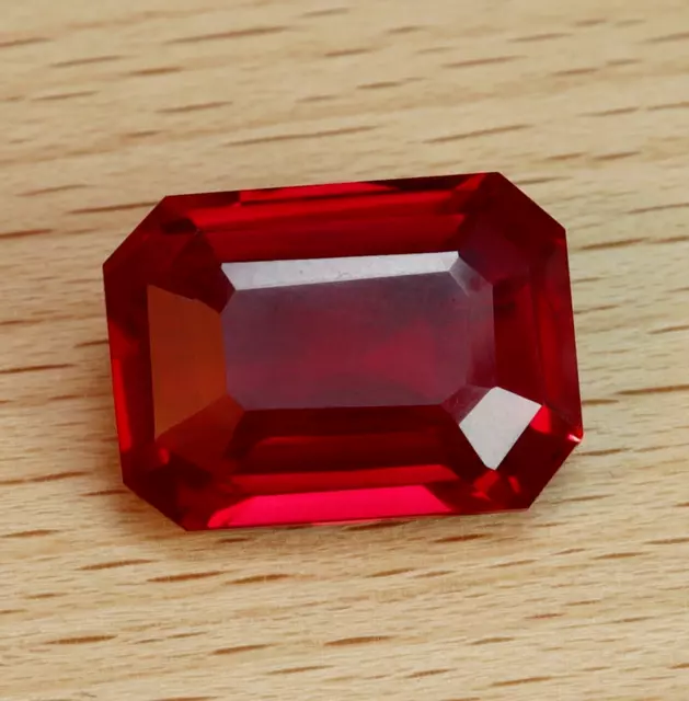 Burmese Certified Natural Red Ruby 34 Ct+ Flawless Emerald Cut Loose Gemstone