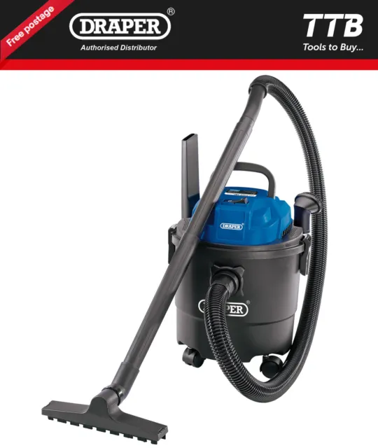Draper 230V Wet  Dry Vacuum Cleaner, 15L, 1250W 90107