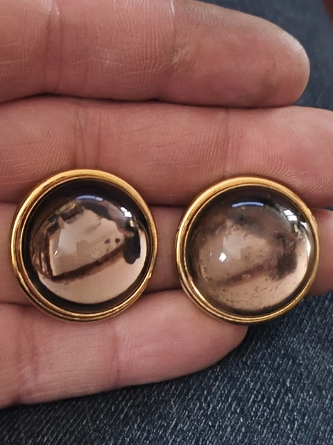 Boucles D'oreilles Cristal Daum France - Métal Doré à Clips - Bijou D'occasion