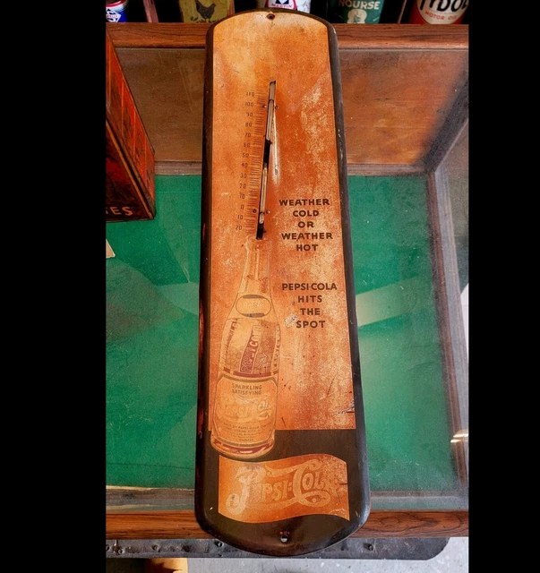 Ultra Rare 1940s Era Pepsi Thermometer, Tube Broken