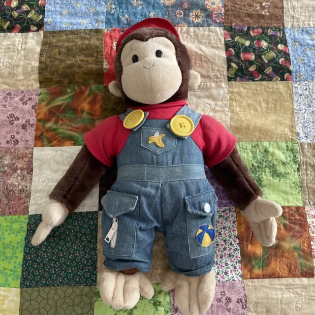 Gund Curious George TEACH ME Plush Overalls Buttons Snaps Zip Learning Toy 2001