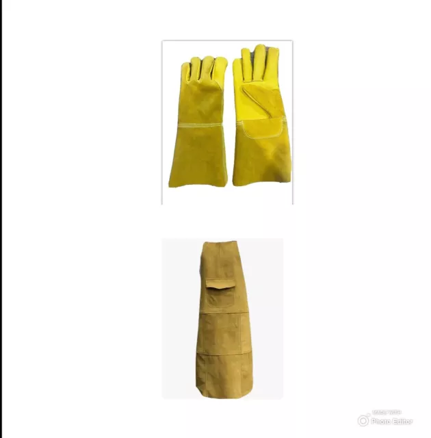 Premium Gold Leather Welders / Welding / Carpenters / Gardeners Apron + GLOVES