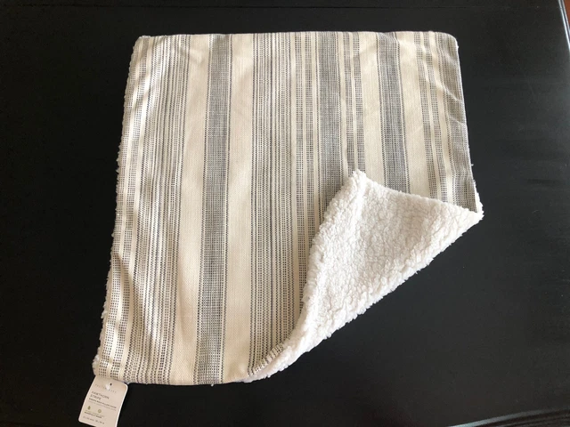 Pottery Barn Hawthorn Striped Sherpa Back 20" Throw Pillow Cover Cream Blue NWT Pottery Barn Hawthorn Striped Sherpa Back 20" Throw Pillow Cover Cream Blue NWT