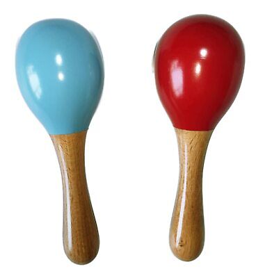 Wooden Maracas, Set of 2 - Colourful Musical Instrument Rattle Toy for Baby ||