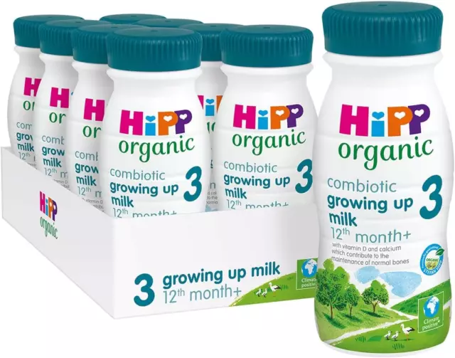 HiPP Organic 3 Growing up Baby Milk Ready to Feed Liquid Formula, from 12th Pack