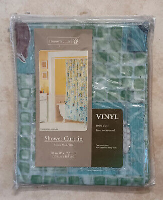 Home Trends Mosaic Shell Plaid Vinyl Shower Curtain 70 in W x 72 in L - New