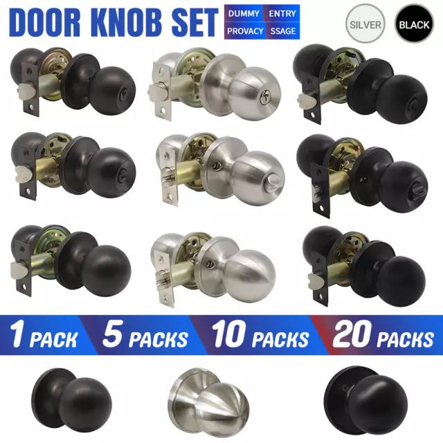 Entrance Door Handles Set Passage Door Knobs Bathroom Privacy Locks Nickel Dummy