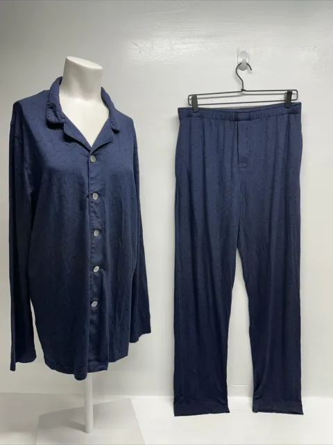 Derek Rose London Pajamas 2 Piece Set Pants Long Sleeve Shirt Modal Mens Large
