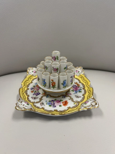 dresden cigarette holder ANTIQUE 1872-1920 CARL THIEME Dresden Porcelain Cigarette Holder And  Ashtrays $331.62
