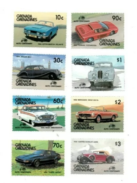 Grenadines 1986 802-9 - Automobile Cent. - Set of Eight - MNH