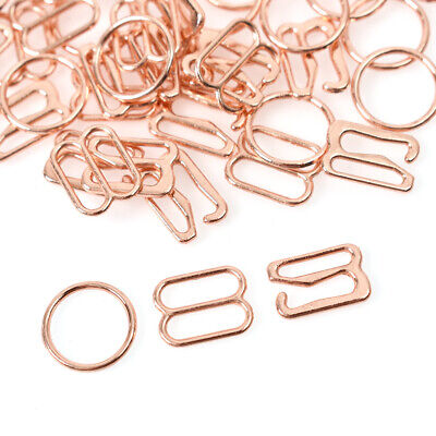 100 PIEZAS Sujetador de metal oro rosa correa ajuste hebillas deslizantes anillos clips pieza hágalo usted mismo
