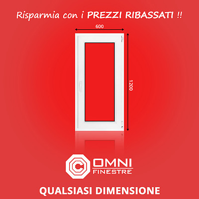 aluplast Finestre PVC Anta Ribalta Vetro OPACO per BAGNO Larghezza 850mm Varie altezze 