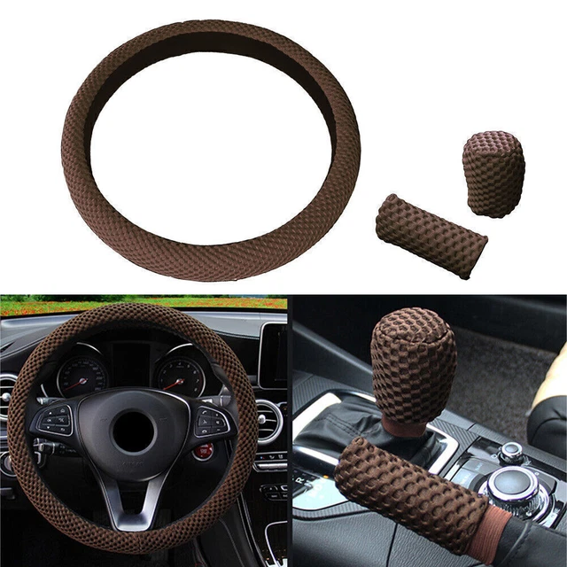 Steering Wheel Cover Decor Protector For 15"/37-38CM Mesh Cloth Good Grip Brown