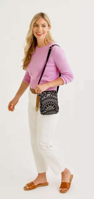 VERA BRADLEY RFID Mini Hipster ~ Black Bandana Medallion NWT $60 ~Black & White