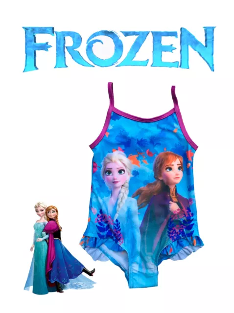 Girls Frozen Swimming Costume Disney Swimsuit Swimwear Size 2 3 4 5 6 7 8 9 10