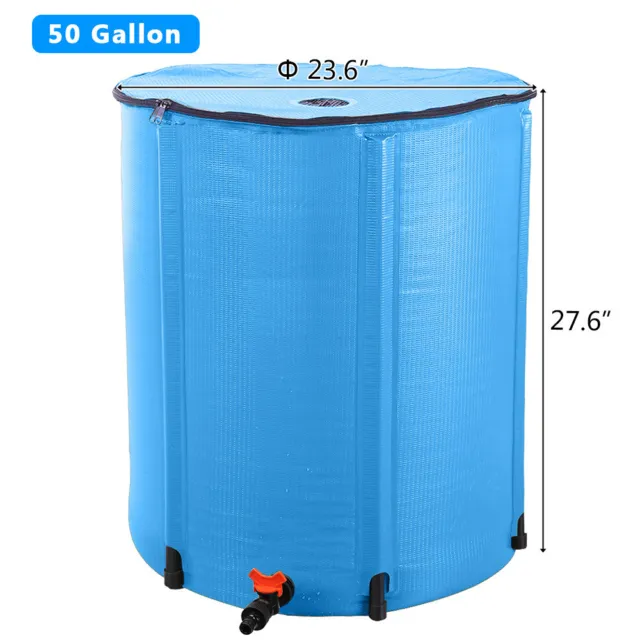 50 Gallon Rain Barrel Folding Portable Water Collection Tank Storage for Outdoor