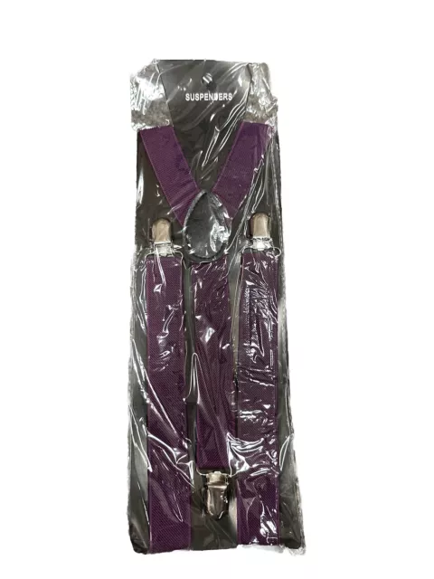 Purple Colors Mens Womens Clip-on Suspenders Elastic Y-Shape Adjustable Braces