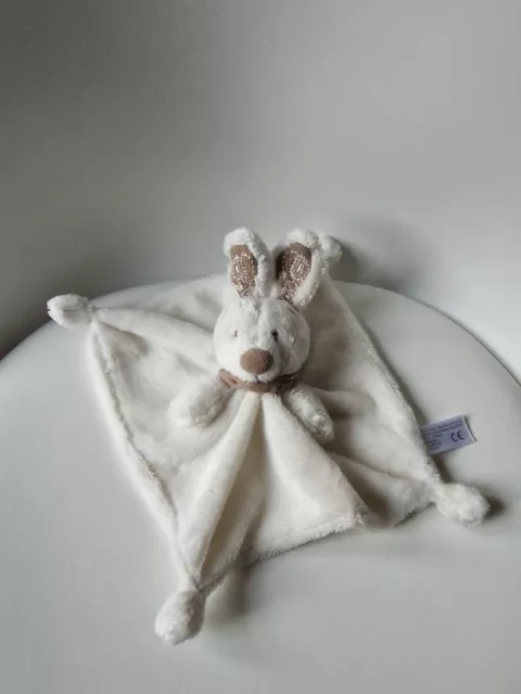 Doudou plat lapin blanc bandanas gris KIABI SIMBA TOYS - 18687