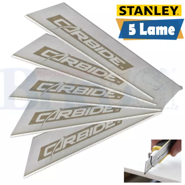 5 Lame ricambio professionali per cutter Taglierino 25 mm Stanley Fatmax