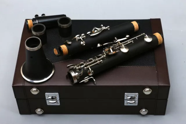 Clarinet A key Ebonite wood Nickel Plated Keys 2 Barrels with hard Case