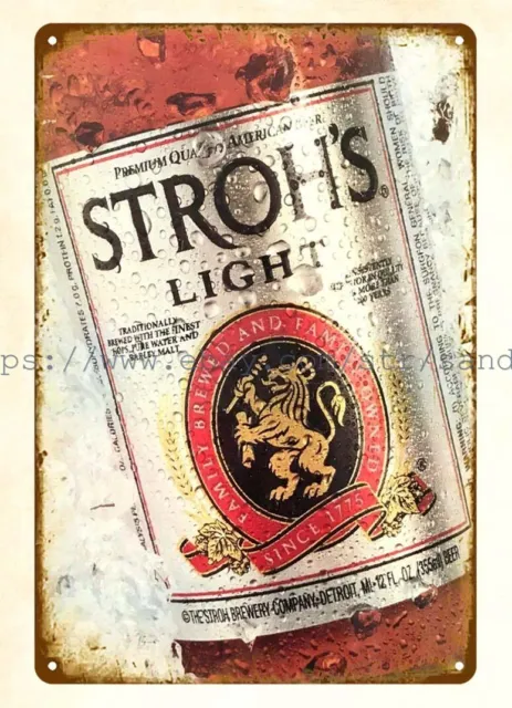 interior design and decoration STROH'S BEER metal tin sign
