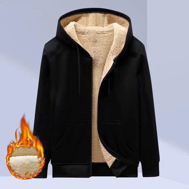 Uomo Maglione Invernale Plus Velluto Spesso Agnello Lana Cappotto con Cappuccio