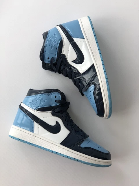 NIKE AIR JORDAN 1 RETRO HIGH OG PATENT OBSIDIAN UNC BLUE CHILL size 38 NIKE AIR JORDAN 1 RETRO HIGH OG PATENT OBSIDIAN UNC BLUE CHILL size 38