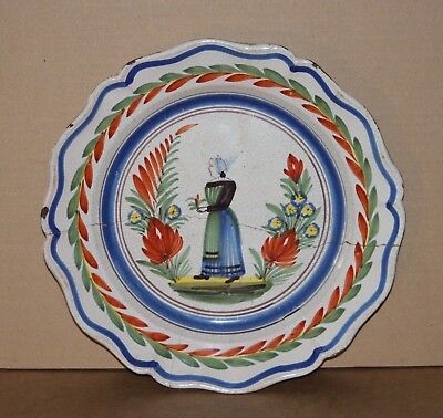 Rarissime Plat En Faience Bretonne Quimper Olivier Lapicque 