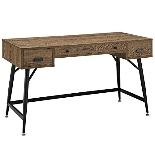 Modway Surplus Wood Grain and Metal Writing Office Desk With Storage Drawers ...
